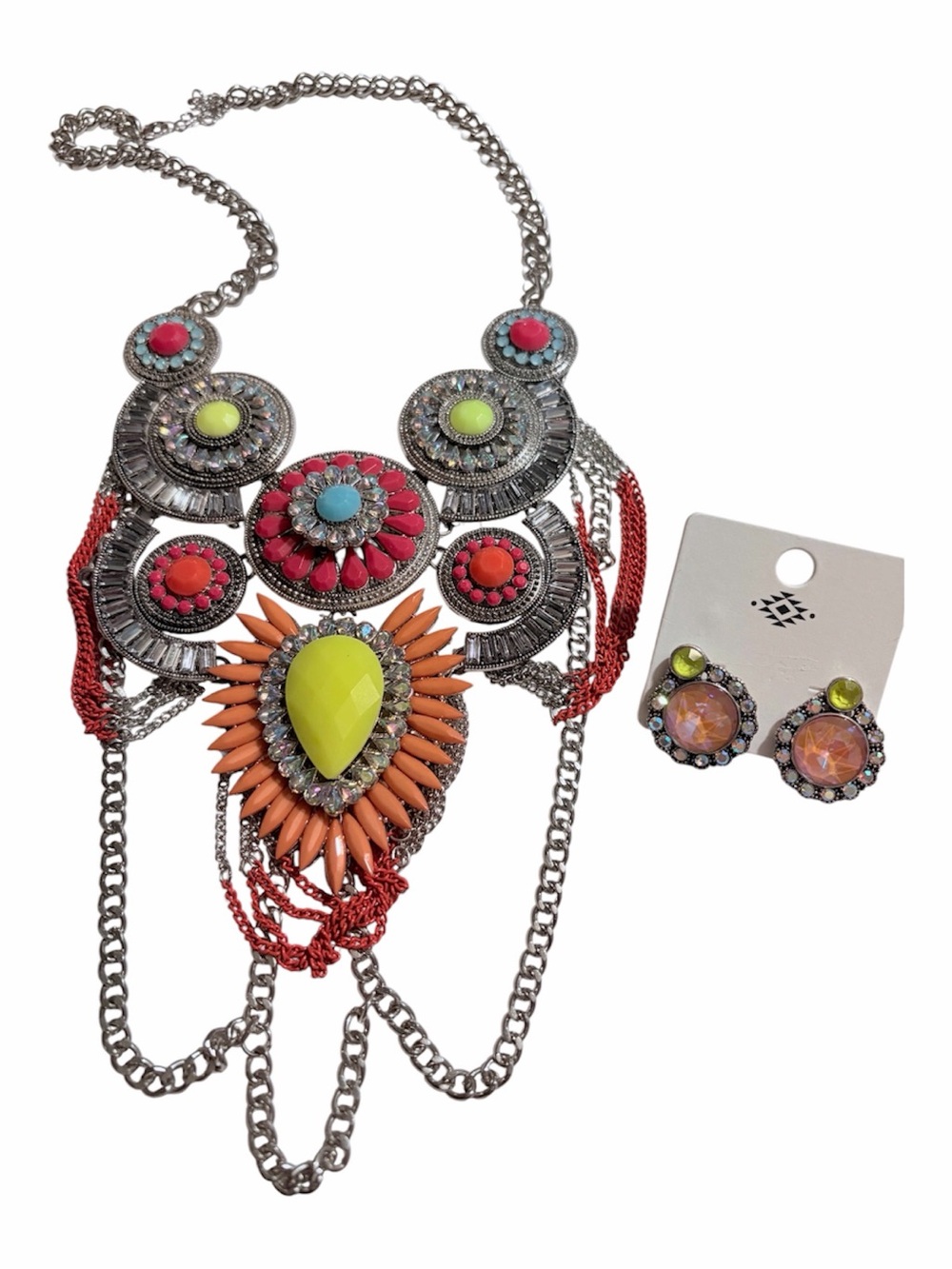 Ohemian necklace and stud earring set-Ariol Jewelry